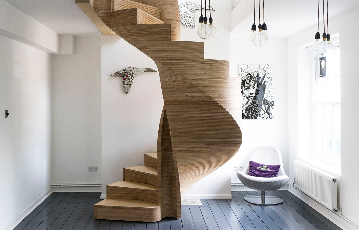 Aldworth James & Bond | Plywood Staircase | CNC routed plywood spiral staircase by AJ&B Works