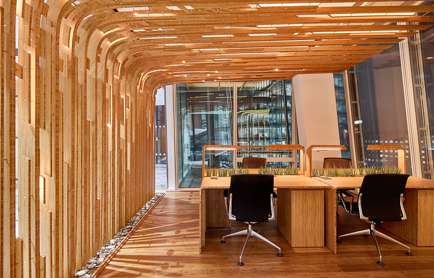 Aldworth James & Bond | Winter Gardens - The Shard | The Living Labs — ceiling ribs using bamboo plywood